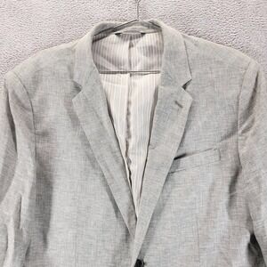 Banana Republic Blazer Mens 46R Gray Linen Cotton Tailored Fit Sport Coat Jacket